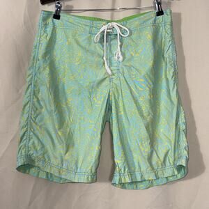 Lilly Pulitzer Mens Board Shorts Swim Trunks Size 34 Aqua Lime Tropical Surf